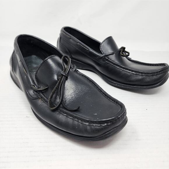 Manels Men's Black Leather Loafers Vintage Leather Slipons Casual Gifts Size 7 - Picture 2 of 13